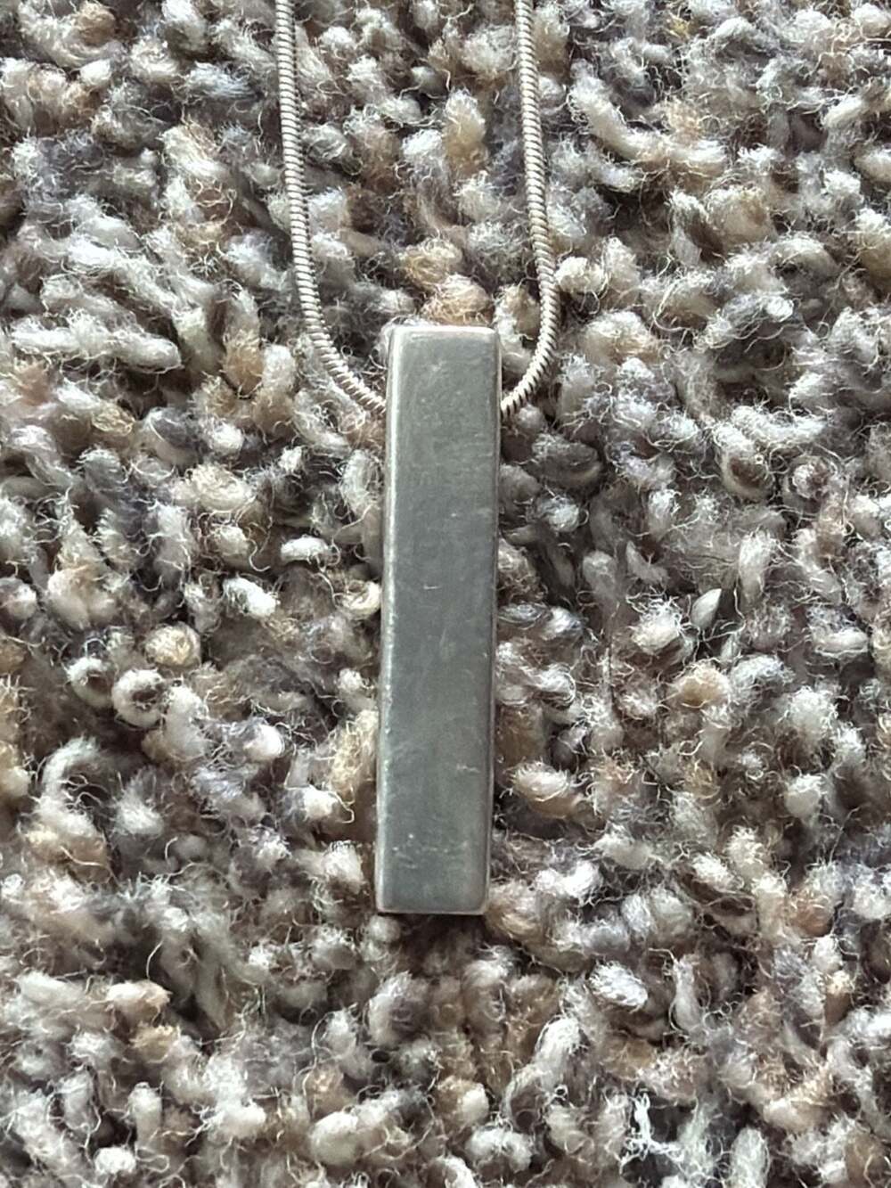 925 Sterling Silver Vertical Bar Pendant on Snake Chain Necklace Made in Italy